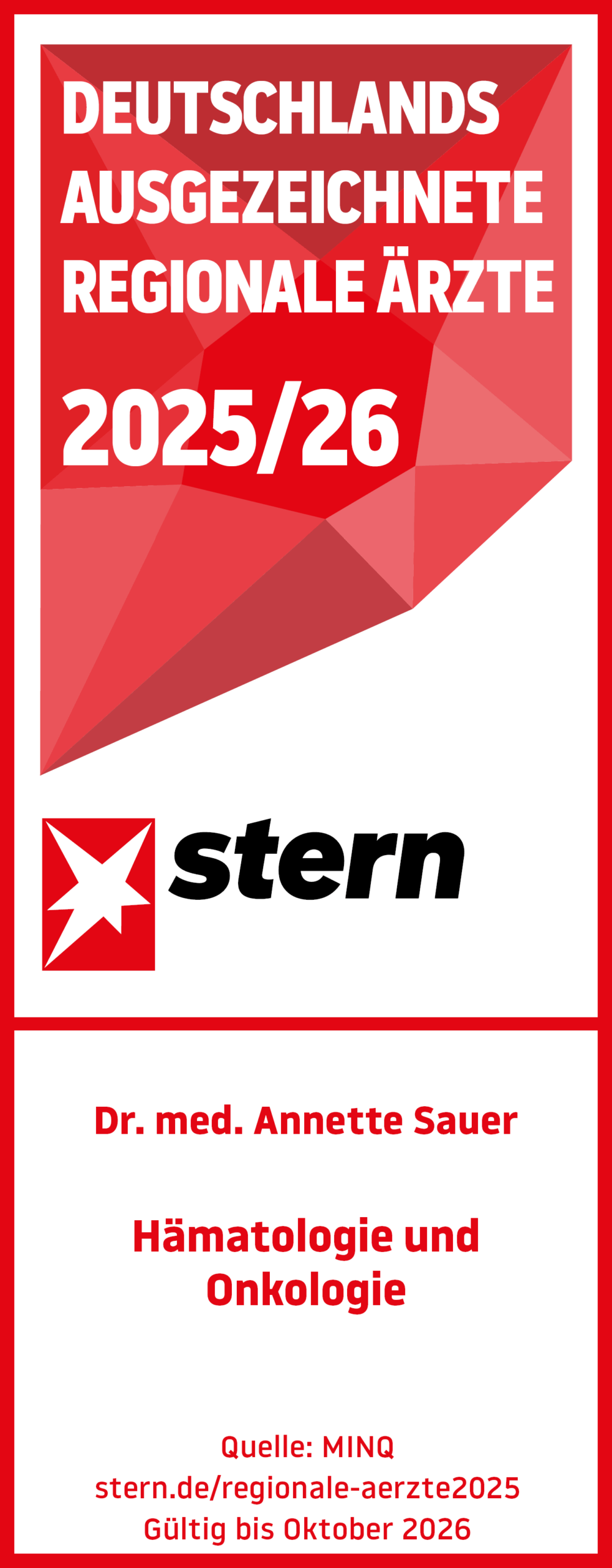 Stern-Siegel regionale Ärzte 2023 - Dr. med. Annette Sauer